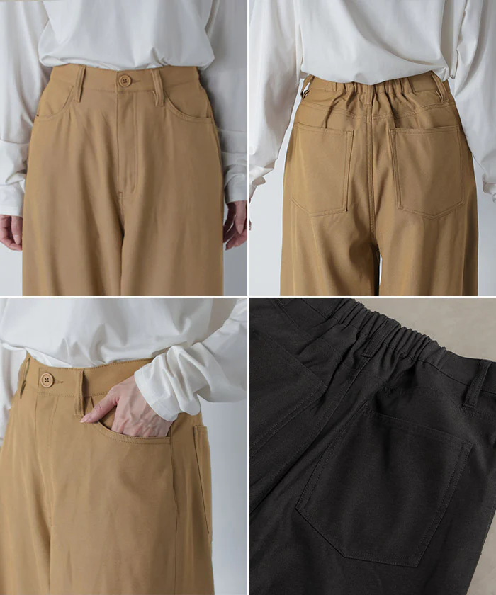 パンツ ワイド 裏起毛 レディース ワイドパンツ ロング ロングパンツ ボトムス ボトム ストレート 微起毛 ズボン ゆったり ハイウエスト ストレッチ ウエストゴム ポケット 美脚 オフィスカジュアル きれいめ カジュアル 通勤 体型カバー 黒 グレー 秋 冬 HUG.U - Image 23