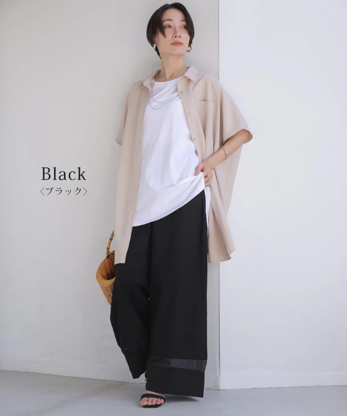 「ワンピに重ねて垢抜ける」 パンツ ペチパンツ レディース ペチコート 裾パンツ インナー レイヤード 重ね着 タック オーガンジー シアー コットン ピスタチオ 黒 白 茶 春 夏 Bee Bouquet メール便 - Image 16