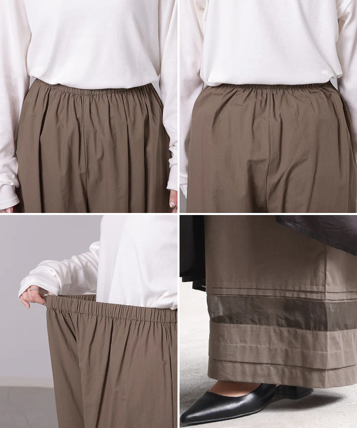 「ワンピに重ねて垢抜ける」 パンツ ペチパンツ レディース ペチコート 裾パンツ インナー レイヤード 重ね着 タック オーガンジー シアー コットン ピスタチオ 黒 白 茶 春 夏 Bee Bouquet メール便 - Image 22
