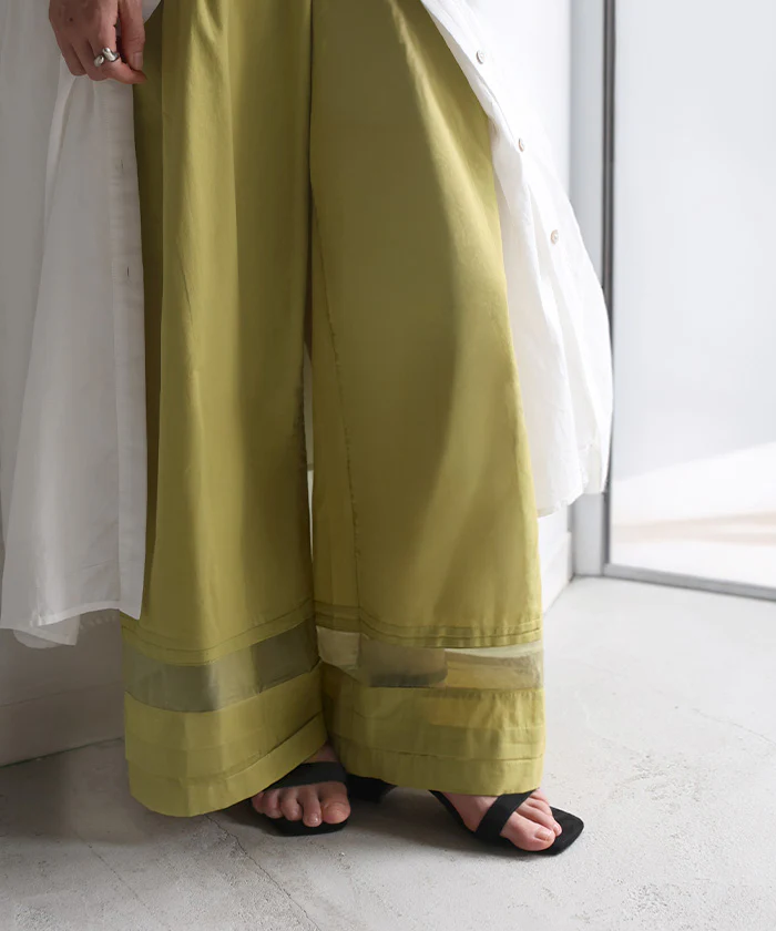 「ワンピに重ねて垢抜ける」 パンツ ペチパンツ レディース ペチコート 裾パンツ インナー レイヤード 重ね着 タック オーガンジー シアー コットン ピスタチオ 黒 白 茶 春 夏 Bee Bouquet メール便 - Image 29