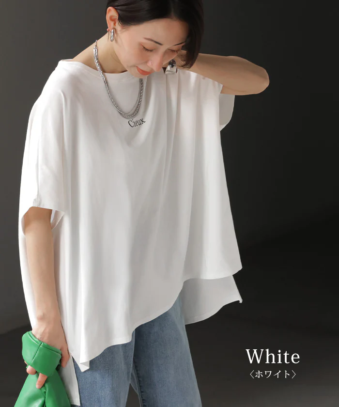 プリントT 「理想のオーバーサイズ」 一枚でサマになる ゆったり レディース Tシャツ 半袖 プリント カットソー ゆったり スリット 体型カバー ホワイト オレンジ ダークグレー ブラック 春夏 Bee Bouquet - Image 17