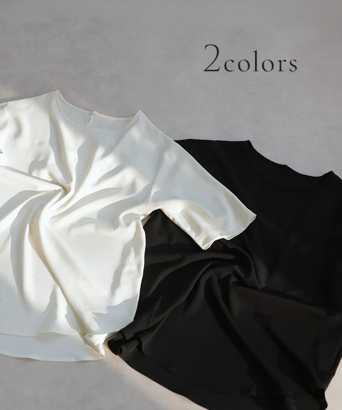 「Tシャツ感覚」 ブラウス Tブラウス レディース トップス シャツ 半袖 カットソー Tシャツ ティーシャツ プルオーバー バックボタン ジョーゼット 体型カバー ゆったり お尻が隠れる きれいめ 白 黒 春 夏 Bee Bouquet メール便 - Image 11