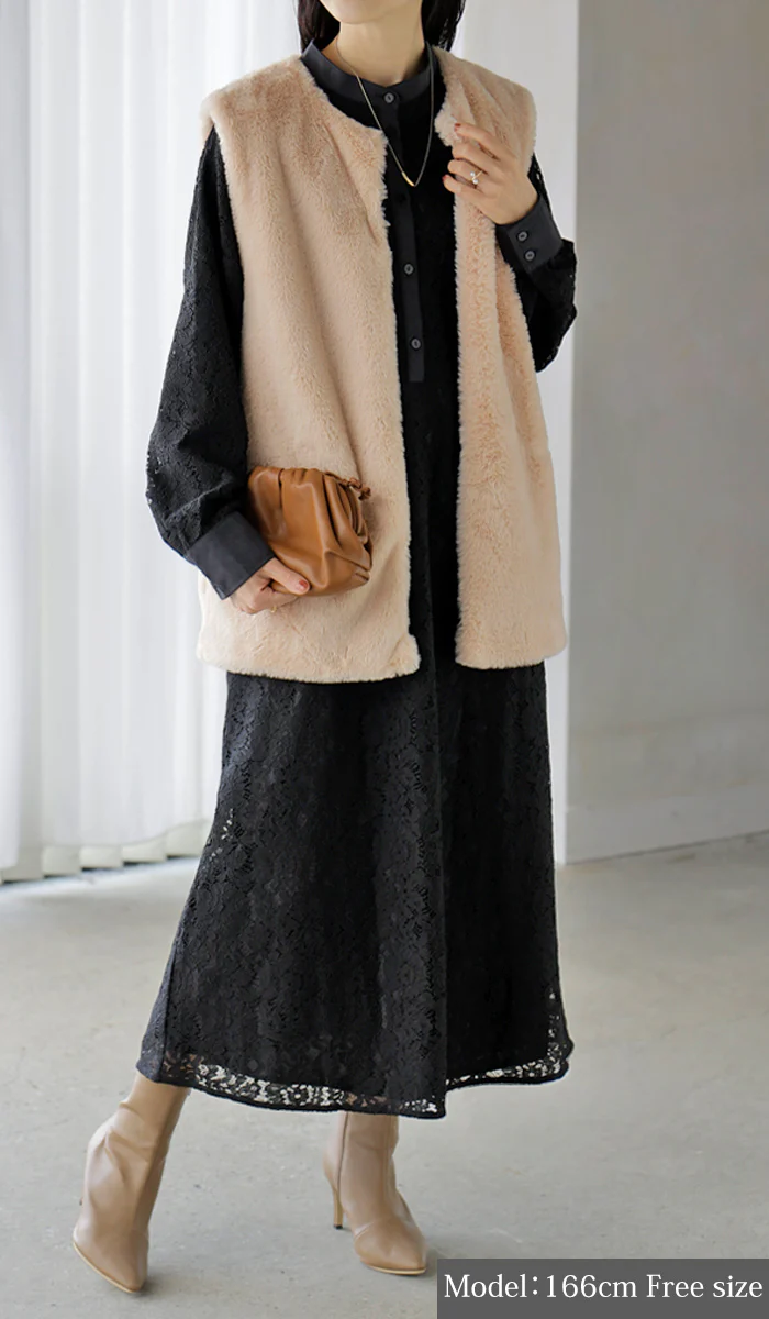 ワンピース レース シャツ 異素材 MIX レディース ワンピ ロング ロングワンピース シャツワンピース Aライン マキシワンピース ロングシャツ ロングワンピ チクチクしない ウエストゴム 長袖 きれいめ 体型カバー ゆったり 秋 冬 - Image 5