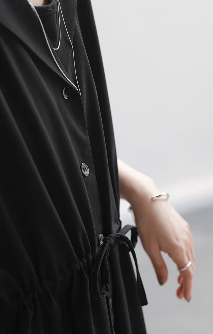「着こなし自由」 2way ジレ ワンピース レディース ロングジレ ベスト 羽織 ゆったり 前開き レイヤード 体型カバー 重ね着 ドレープ ブラウン 黒 グレー きれいめ カジュアル 春 夏 Bee Bouquet - Image 3