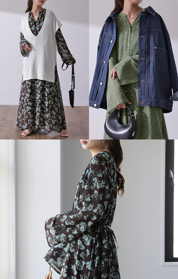 「失敗なし」 シフォンワンピ 2点セット ワンピ ■一部7月中旬入荷 シフォンワンピース シャツ ワンピース ロングワンピース ロング レディース マキシ ペチコート 長袖 きれいめ 透け 花柄 体型カバー シフォン 大きいサイズ 小花柄 Aライン 黒 緑 春 夏 HUG.U - Image 19