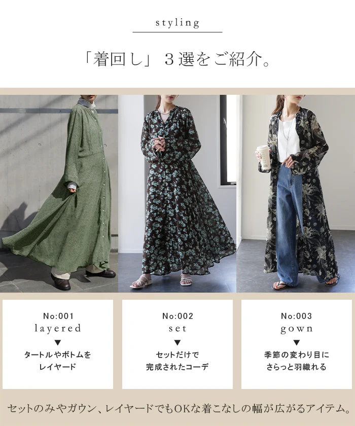 「失敗なし」 シフォンワンピ 2点セット ワンピ ■一部7月中旬入荷 シフォンワンピース シャツ ワンピース ロングワンピース ロング レディース マキシ ペチコート 長袖 きれいめ 透け 花柄 体型カバー シフォン 大きいサイズ 小花柄 Aライン 黒 緑 春 夏 HUG.U - Image 22