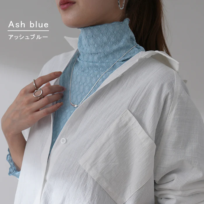 柔らか伸びる「しぼ感」シアーインナー シースルー トップス レディース シアー シアートップス レイヤード ハイネック インナー 長袖 透け 重ね着 薄手 タートル きれいめ 体型カバー 大きいサイズ ストレッチ タートルネック 黒 白 春 夏 HUG.U メール便 - Image 12