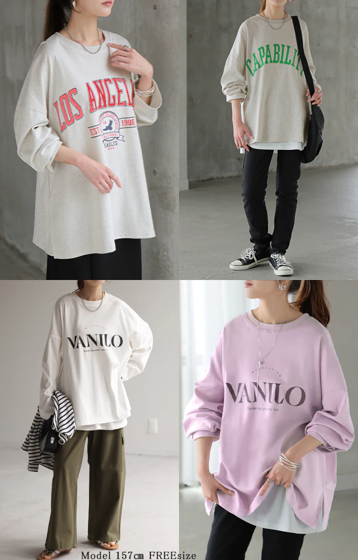 ロゴT 「理想の オーバーサイズ」ロゴ ロンT ■一部7月中旬入荷 レディース カットソー 長袖 Tシャツ ロング チュニック ビッグ プリント 二の腕カバー ドルマン 大きいサイズ きれいめ トップス 体型カバー 大人 お洒落 黒 白 春 夏 HUG.U メール便 - Image 23