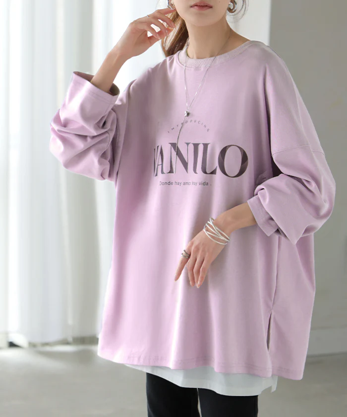 ロゴT 「理想の オーバーサイズ」ロゴ ロンT ■一部7月中旬入荷 レディース カットソー 長袖 Tシャツ ロング チュニック ビッグ プリント 二の腕カバー ドルマン 大きいサイズ きれいめ トップス 体型カバー 大人 お洒落 黒 白 春 夏 HUG.U メール便 - Image 34