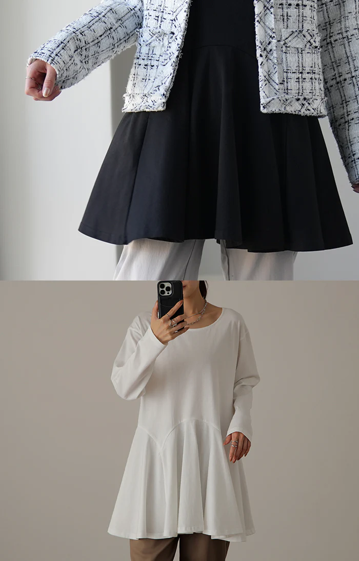 裾フリル 「お尻を可愛く隠す」 カットソー 大人 ブラウス 重ね着 レイヤード ロング Tシャツ ロンT トップス レディース ペプラム フリル 裾 裾フリル ドッキング 長袖 Uネック 無地 体型カバー 白 黒 シャツ バックフリル 大きいサイズ 春 夏 HUG.U メール便 - Image 22