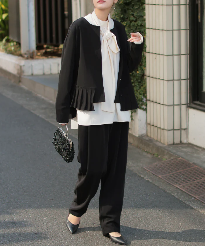 フォーマル 3点セット パンツ ジャケット ブラウス 体型カバー レディース シワになりにくい パンツスーツ スーツ セットアップ 入学式 卒業式 セレモニースーツ オケージョン 黒 ベージュ 春 夏 HUG.U - Image 38