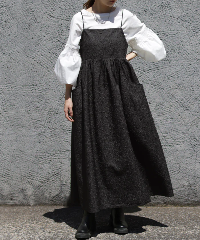 ふくれジャガード 「大人向けに。形を厳選」 ■一部7月上旬入荷 ワンピ ワンピース キャミワンピ ワンピ レディース キャミワンピース ロングワンピース マキシワンピース ジャガード ロング レイヤード 花柄 マキシ きれいめ Aライン 大きいサイズ 春 夏 HUG.U - Image 28