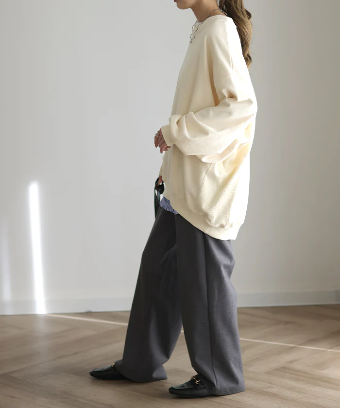 超オーバー「ゆったり。」 スウェット レディース トレーナー トップス 体型カバー チュニック 大きいサイズ 無地 ドルマンスリーブ スエット プルオーバー ビッグ ロング ドロップショルダー ビッグシルエット ゆる ぽわん袖 長袖 白 春 夏 HUG.U - Image 16