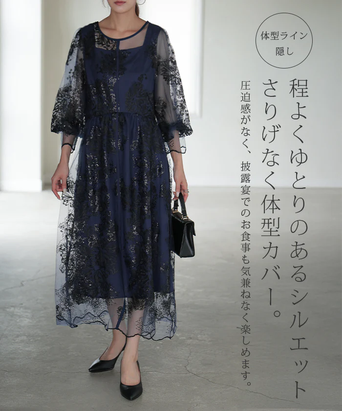 袖あり 『 これにしてよかった。』 結婚式 ワンピース ■一部7月中旬入荷 オケージョン ロングワンピース ロング 体型カバー レディース ワンピ 長袖 パーティー きれいめ ハイネック レース フォーマル ドレス 二次会 大きいサイズ 黒 春 夏 HUG.U - Image 12