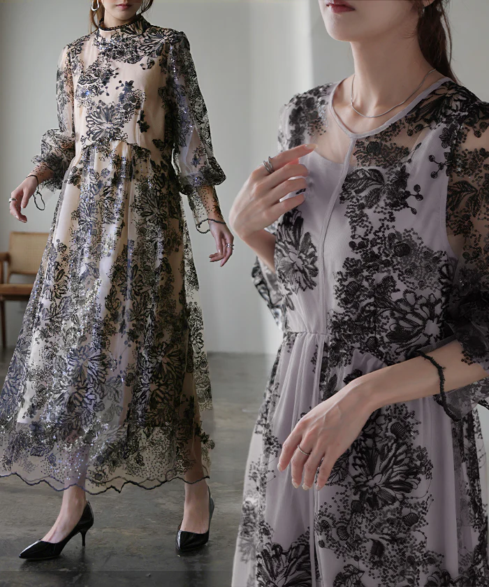 袖あり 『 これにしてよかった。』 結婚式 ワンピース ■一部7月中旬入荷 オケージョン ロングワンピース ロング 体型カバー レディース ワンピ 長袖 パーティー きれいめ ハイネック レース フォーマル ドレス 二次会 大きいサイズ 黒 春 夏 HUG.U - Image 40