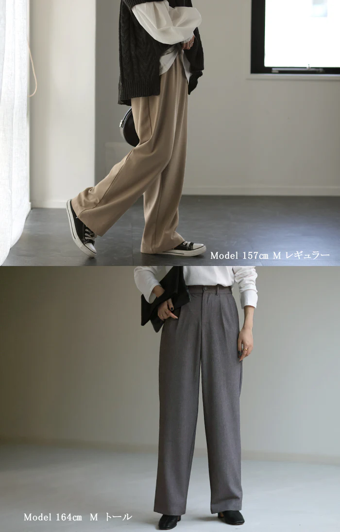 「私の理想。100点」 パンツ タックパンツ レディース タック ワイドパンツ ワイド ロング 大きいサイズ ボトム 体型カバー ボトムス ストレート ズボン ハイウエスト オフィス スラックス レディースパンツ ゴム ズボン 黒 きれいめ 夏 春 HUG.U - Image 17