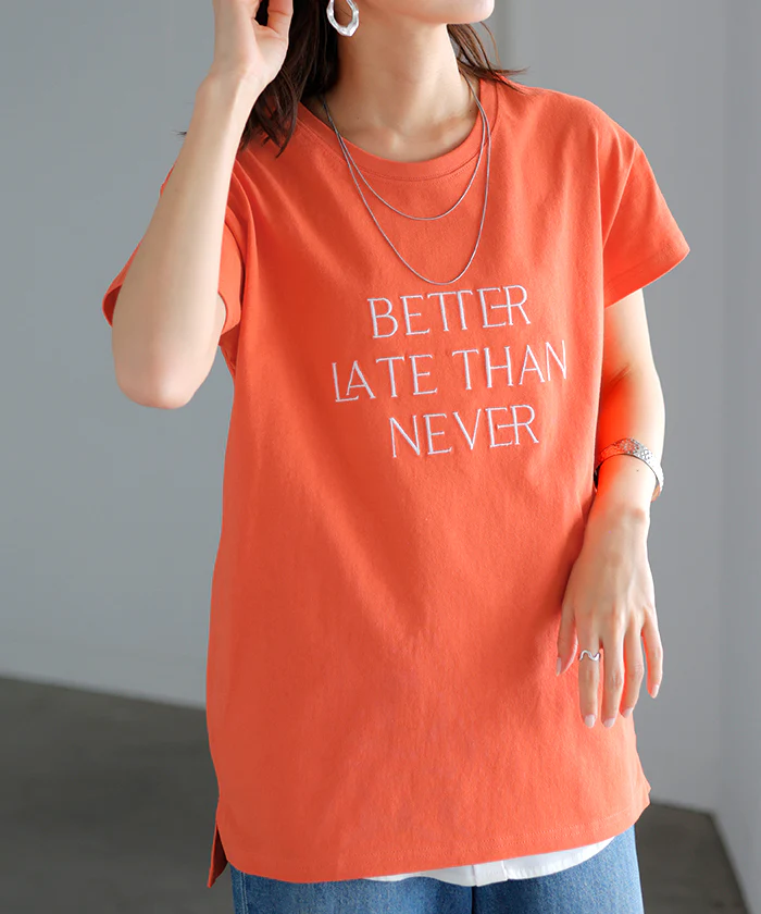 きれいめ お洒落 「大人 ロゴ 。」 刺繍 Tシャツ 半袖 ロゴT コンパクト ロゴティー フレンチ カットソー レディース トップス 綿100 無地 クルーネック スリット インナー きれいめ シンプル お尻が隠れる グリーン おしゃれ 春 夏 HUG.U メール便 - Image 39