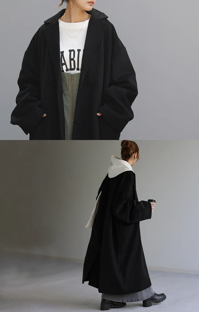 【1,000円OFF】アウトレット コーディガン 『 M O D E 。』コート ロングコート チェスター チェスターコート レディース オーバー ロング アウター ドロップショルダー ジャケット ロング丈 ゆったり 落ち感 薄手 きれいめ 体型カバー 大きいサイズ ブラック 冬 秋 HUG.U - Image 9