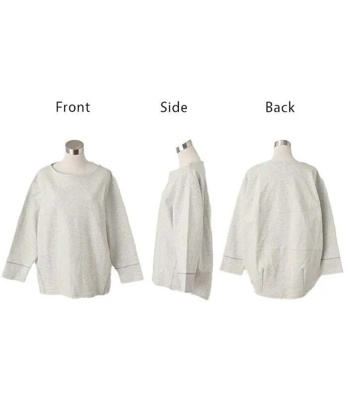 ロンT すっきり バックシャン カットソー レディース ティーシャツ 無地 長袖 Tシャツ ロング チュニック ビッグ ドルマン きれいめ ゆる トップス 切り替え Uネック 長い 体型カバー コクーン 大人 お洒落 大きいサイズ 厚手 グレー 黒 春 夏 HUG.U - Image 23
