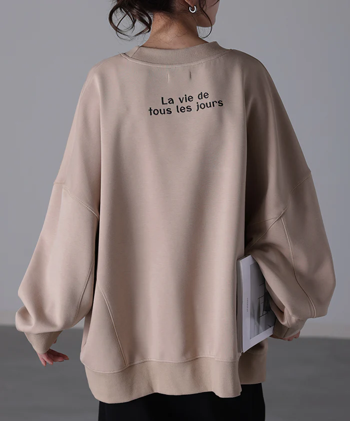 カジュアルすぎない。「刺繍 スウェット」 ■一部7月中旬入荷 レディース トレーナー トップス 体型カバー チュニック 大きいサイズ 無地 ドルマンスリーブ スエット プルオーバー ビッグ ロング ドロップショルダー ビッグシルエット ゆる ぽわん袖 長袖 春 夏 HUG.U - Image 28