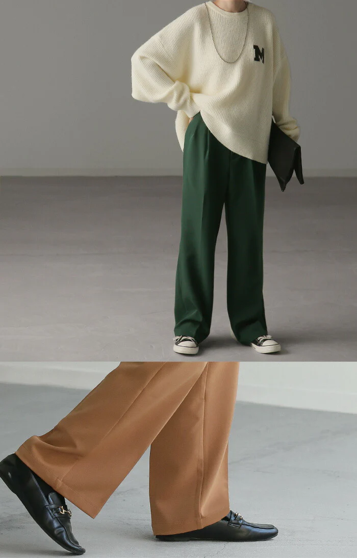 「最強タック」 パンツ タックパンツ レディース タック ワイドパンツ ワイド ロング 大きいサイズ ボトム 体型カバー ボトムス ストレート ズボン ハイウエスト オフィス スラックス レディースパンツ ゴム 長 ズボン 黒 グリーン きれいめ 夏 春 - Image 26