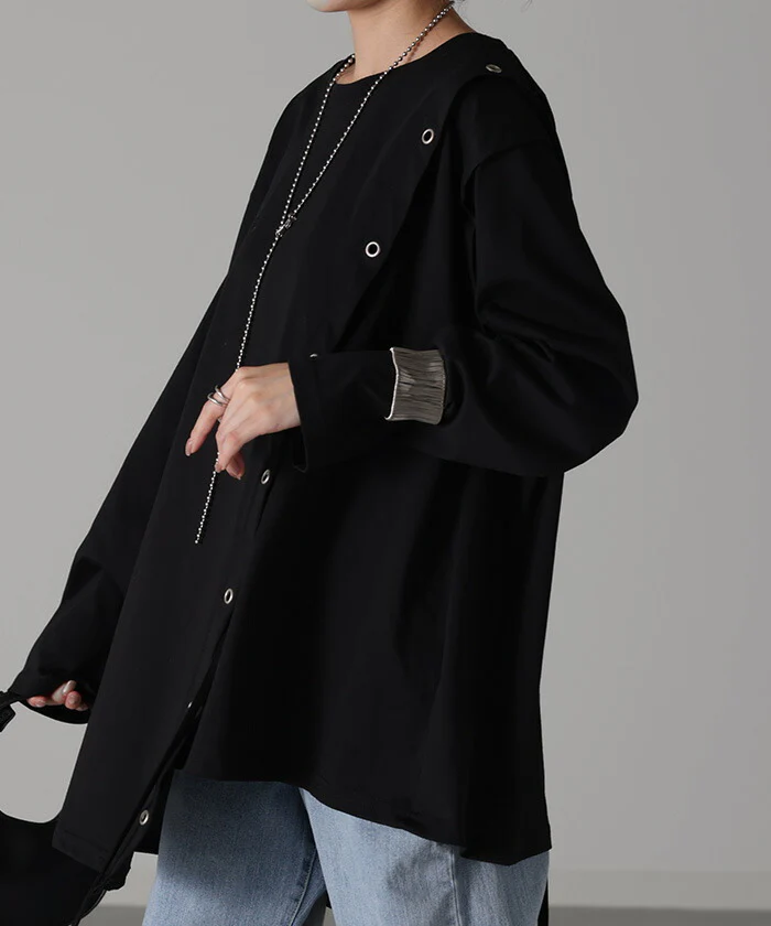 一目置かれる「変形 デザイン。」 アシメ ロンT レディース カットソー ティーシャツ 無地 長袖 Tシャツ ロング チュニック ビッグ ドルマン 大きいサイズ きれいめ ゆる トップス 紐 Uネック 長い 体型カバー 大人 お洒落 黒 白 春 夏 HUG.U - Image 9