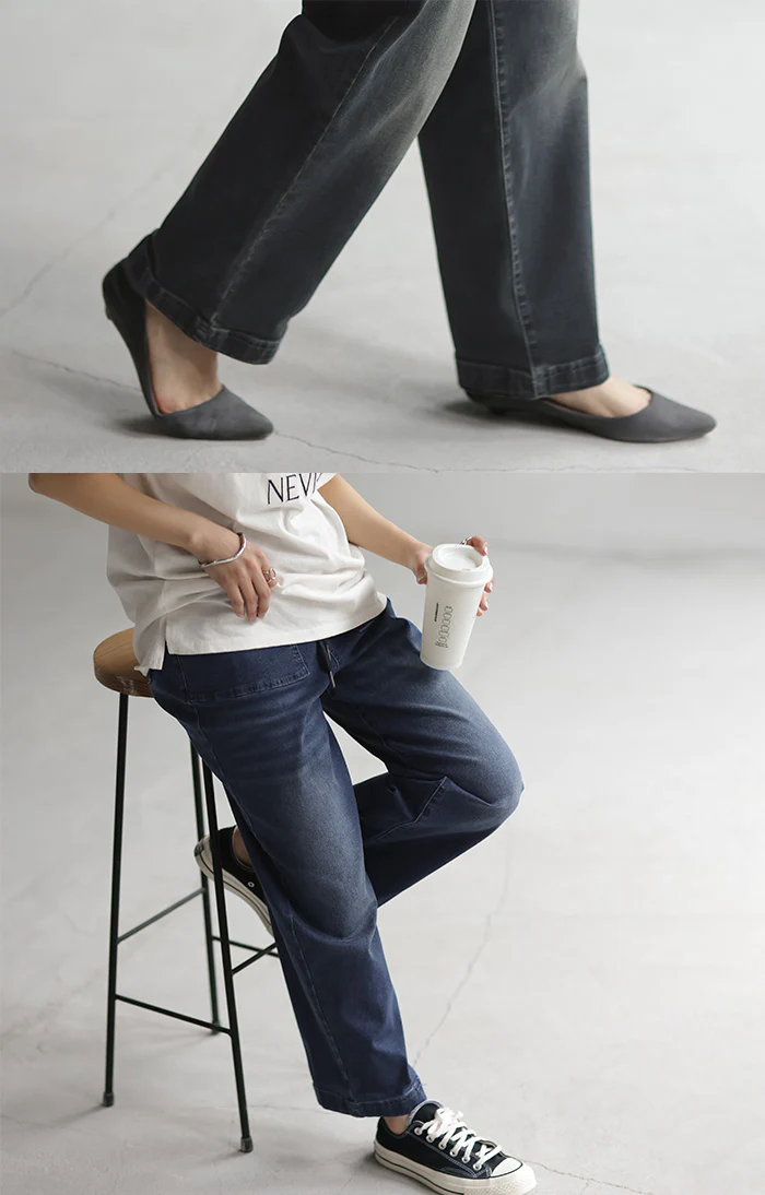デニム 選べる裏地 レディース ワイド デニムパンツ ■一部7月中旬入荷 裏起毛 ワイドパンツ パンツ ストレート 大きいサイズ ジーンズ ロング ジーパン ボトム 体型カバー ボトムス ズボン ゆったり 楽ちん ゴム ストレッチ ハイウエスト ユーズド 風 春 夏 HUG.U - Image 9