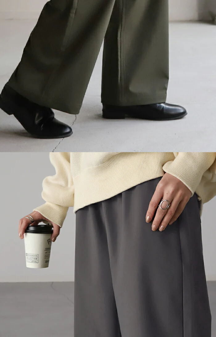えっ…軽い。 裏起毛 ワイドパンツ パンツ レディース 微起毛 ワイド 大きいサイズ ボトムス ロング ストレート 疲れないパンツ ボトム 体型カバー ズボン ゆったり ハイウエスト ストレートパンツ ゴム 脚長 ルーズ 太め ゴム 春 夏 カーキ HUG.U - Image 17