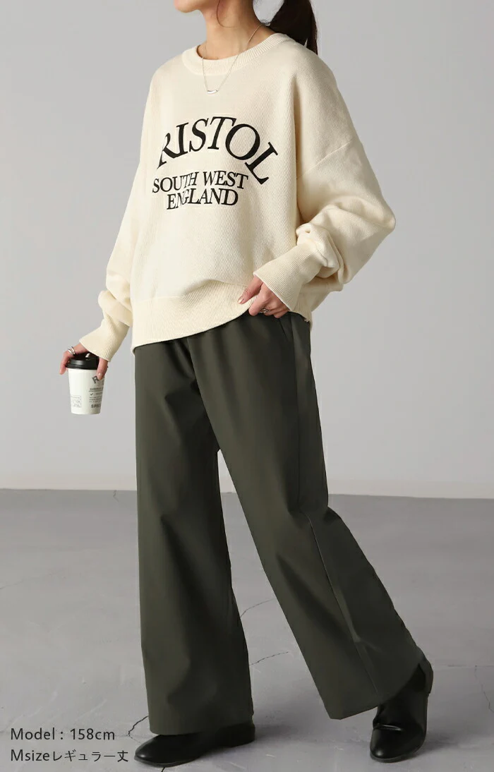 えっ…軽い。 裏起毛 ワイドパンツ パンツ レディース 微起毛 ワイド 大きいサイズ ボトムス ロング ストレート 疲れないパンツ ボトム 体型カバー ズボン ゆったり ハイウエスト ストレートパンツ ゴム 脚長 ルーズ 太め ゴム 春 夏 カーキ HUG.U - Image 7
