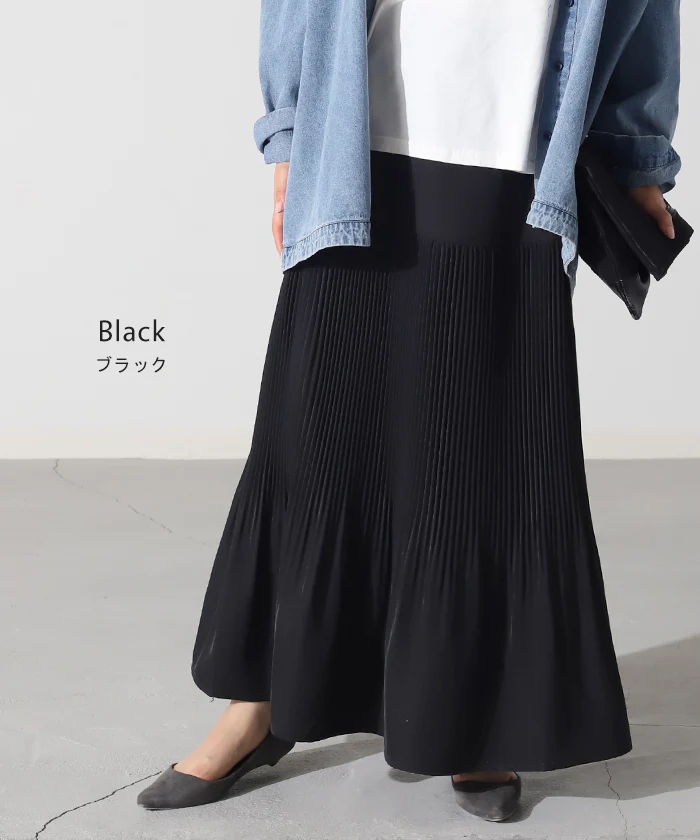 【夏セール】 スカート プリーツ シワになりにくい レディース ボトムス ロングスカート ロング マキシ マキシスカート プリーツスカート 大きいサイズ 体型カバー ゴム ウエストゴム Aライン きれいめ 無地 オフィス 薄手 グリーン 黒 春 夏 HUG.U - Image 16