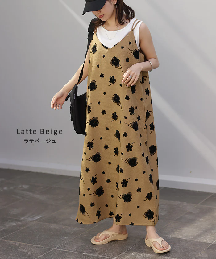 【夏セール】 ワンピース キャミワンピース 花柄 ロング ■一部7月中旬入荷 ツイード レディース キャミワンピ ロングワンピース キャミ 上品 マキシワンピース シワになりにくい レイヤード ワンピ 花柄 マキシ レイヤード きれいめ Aライン 大きいサイズ 白 ベージュ 春 夏 HUG.U - Image 13