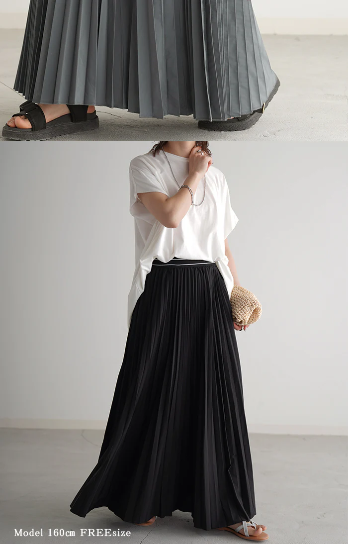 【夏セール】 スカート 2点セット プリーツ プリーツスカート レディース ロングスカート ロング ラップスカート マキシ マキシスカート フレアスカート ゴム Aライン レイヤード 重ね着 体型カバー 大きいサイズゴム きれいめ 黒 ブラック カーキ 春 夏 HUG.U - Image 18