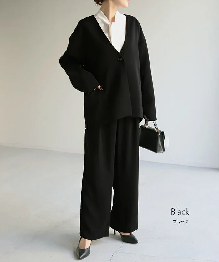 【5000円OFF】フォーマル 2点セット パンツ ジャケット ■一部7月中旬入荷 体型カバー レディース パンツスーツ スーツ セットアップ ノーカラー 入学式 卒業式 セレモニースーツ オケージョン レディーススーツ 母 ママ ママスーツ 大きいサイズ 紺 黒 春 夏 HUG.U - Image 14