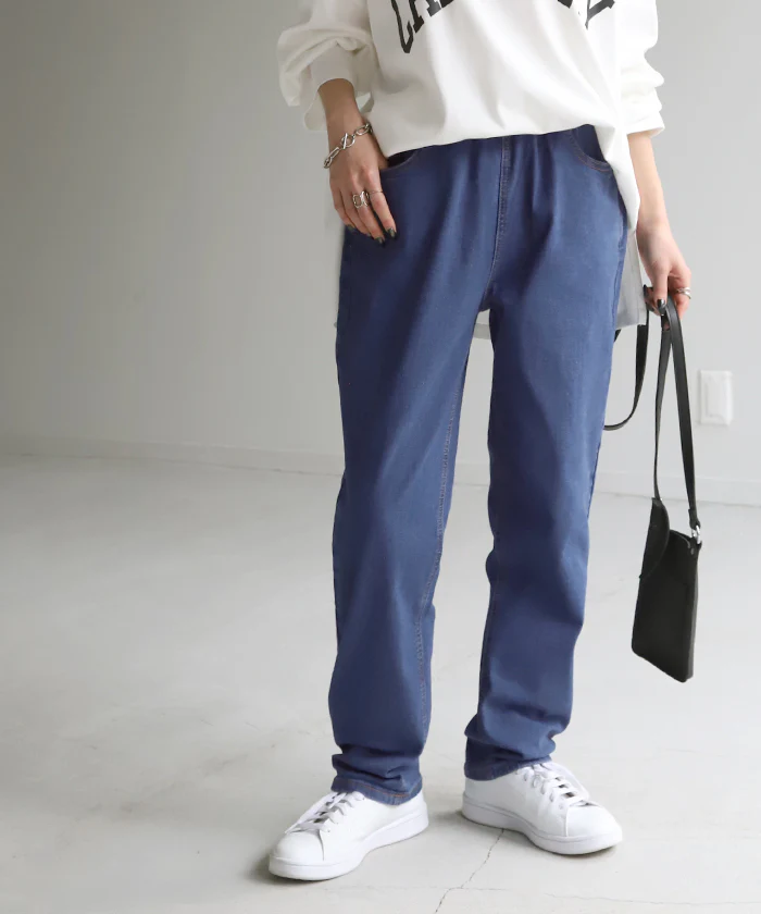 【夏セール】 デニム 激のび テーパード パンツ レディース デニムパンツ テーパードパンツ アンクルパンツ ジーンズ ジーパン ボトム 体型カバー ボトムス ハイウエスト ズボン ゴム ストレッチ ハイウエスト スキニー 小さい 大きいサイズ リブ 春 夏 HUG.U - Image 25