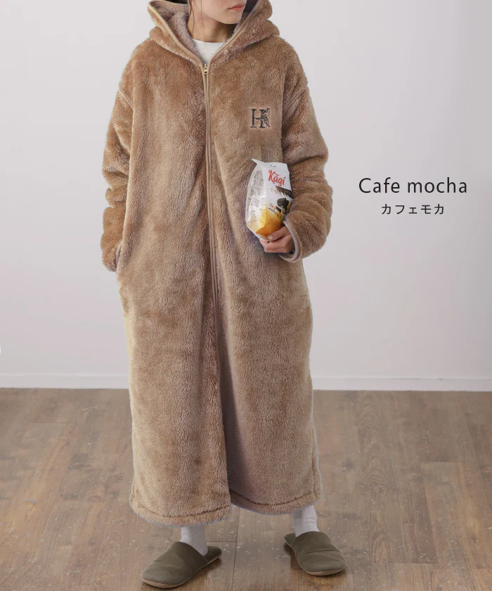 包まれ “ ふわっ 着る毛布 ” ルームウエア パジャマ 部屋着 ボア ワンピース ロング レディース ロングワンピース ロングワンピ パーカー パーカーワンピ 起毛 長袖 ルームウェア ワンマイルウエア ぽわん袖 体型カバー 大きいサイズ 春 夏 HUG.U - Image 6