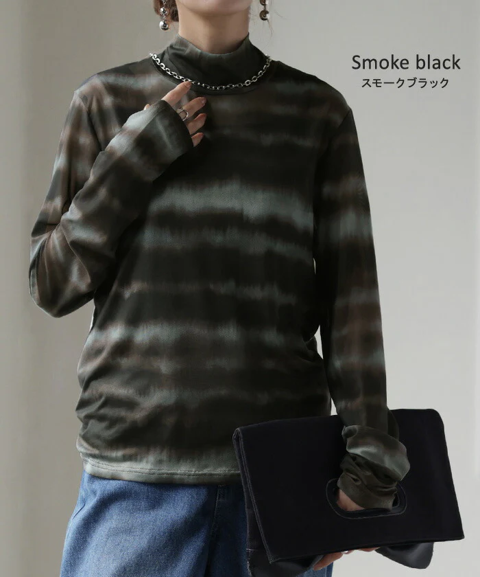 シースルーインナー レディース トップス シアー ■一部7月上旬入荷 シアートップス シースルー レイヤード ハイネック インナー 長袖 透け 重ね着 薄手 タートル タートルネック ロング 柄 派手 きれいめ 体型カバー 大きいサイズ ストレッチ 黒 白 青 春 夏 HUG.U メール便 - Image 19