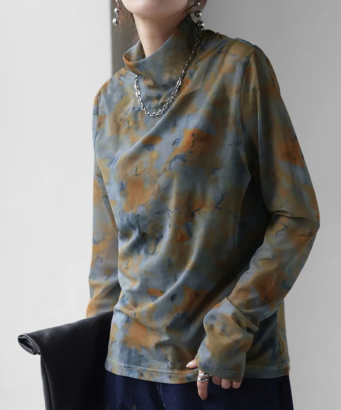 シースルーインナー レディース トップス シアー ■一部7月上旬入荷 シアートップス シースルー レイヤード ハイネック インナー 長袖 透け 重ね着 薄手 タートル タートルネック ロング 柄 派手 きれいめ 体型カバー 大きいサイズ ストレッチ 黒 白 青 春 夏 HUG.U メール便 - Image 27