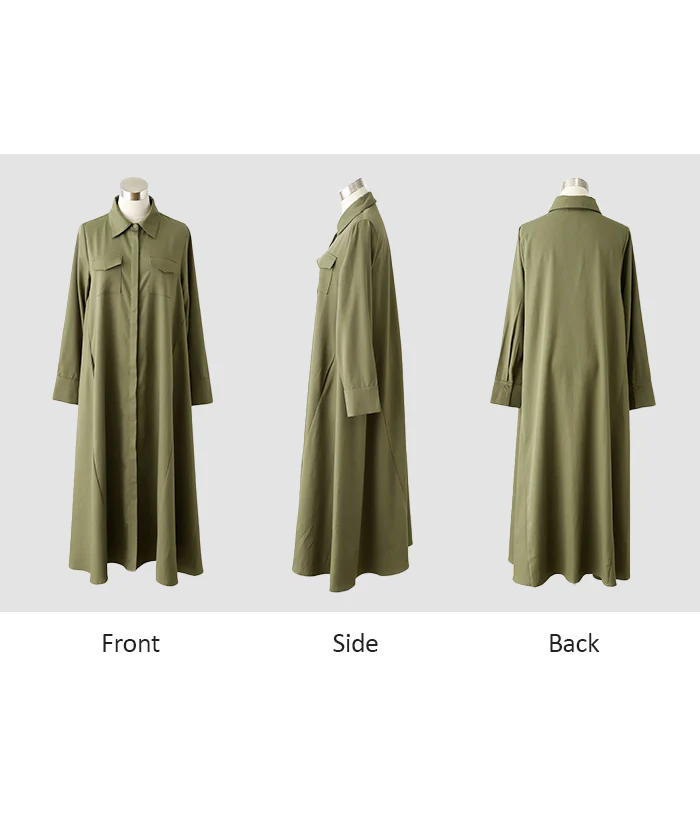 ワンピース シャツ 体型カバー シャツワンピース ■一部7月中旬入荷 レディース シャツワンピ ロングシャツ ロング 長袖 ワンピ マキシ 大きいサイズ 無地 ブラウス ライトアウター 羽織 オーバーサイズ ゆったり オフィス カーキ 黒 ブラック 重ね着 春 夏 HUG.U - Image 24