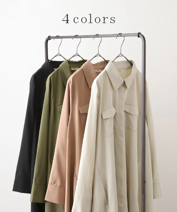 ワンピース シャツ 体型カバー シャツワンピース ■一部7月中旬入荷 レディース シャツワンピ ロングシャツ ロング 長袖 ワンピ マキシ 大きいサイズ 無地 ブラウス ライトアウター 羽織 オーバーサイズ ゆったり オフィス カーキ 黒 ブラック 重ね着 春 夏 HUG.U - Image 25