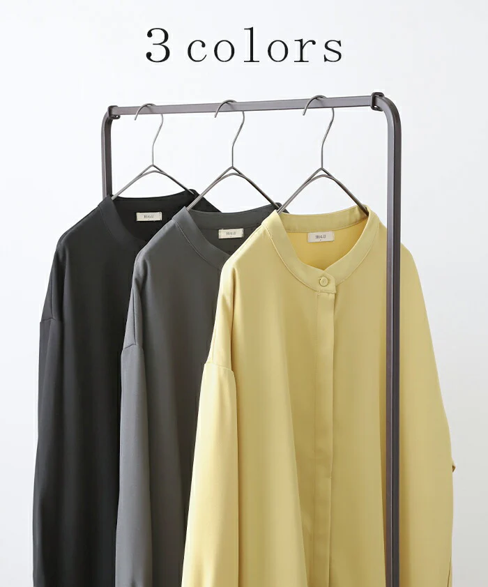 ワンピース レディース ロング シャツワンピース シャツ ロングワンピース ロングワンピ マキシ マキシワンピース マーメイド マーメイドワンピース マーメイドワンピ ワンピ ノーカラー 長袖 無地 大きいサイズ 体型カバー 黒 イエロー 春 夏 HUG.U - Image 9