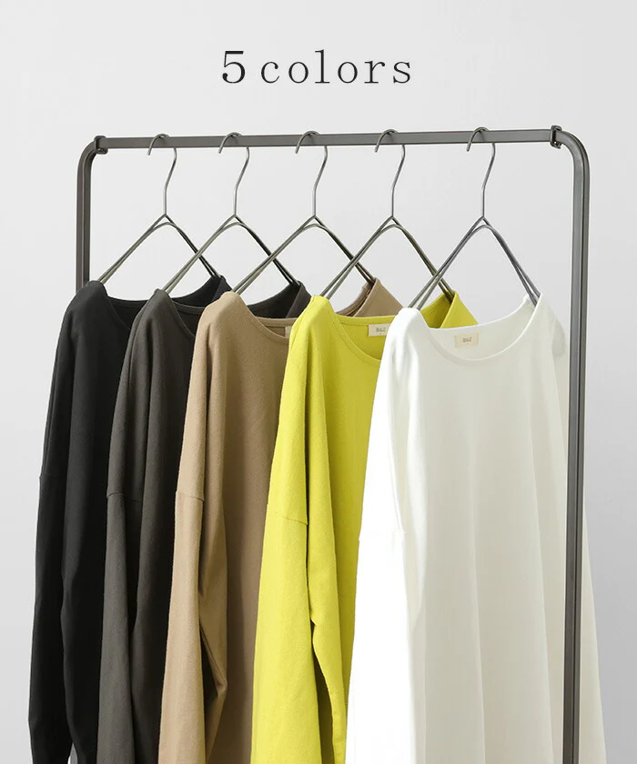 Tシャツ ロンT バスクT レディース トップス ボートネック 長袖 スリット 綿100％ 無地 Uネック 体型カバー カットソー チュニック ロング お尻が隠れる 重ね着 レイヤード オーバーサイズ ゆったり 丈夫 着回し 大きいサイズ 黒 白 黄色 春 夏 HUG.U メール便 - Image 11
