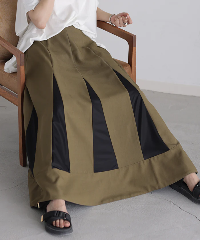 【夏セール】 スカート ロング バイカラー レディース Aライン ロングスカート シアー フレアスカート フレア 脚長 配色 上品 ハイウエスト ボトムス モード マキシ マキシスカート おしゃれ デザイン 体型カバー ウエストゴム 大きいサイズ 黒 グレー 春 夏 HUG.U - Image 21