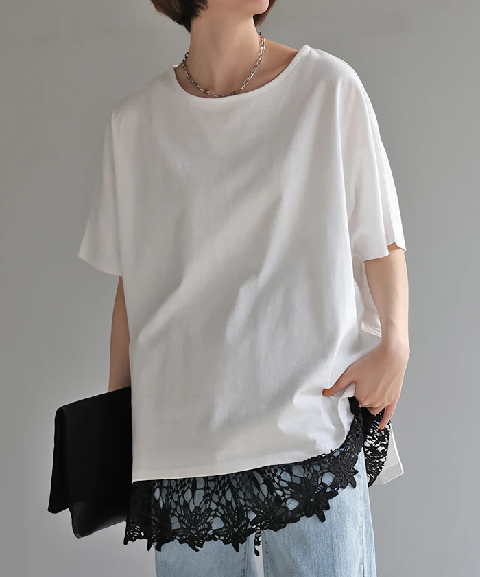 付け裾 レース レイヤード レディース 重ね着風 ■一部7月上旬入荷 つけ裾 付け裾 重ね着 花柄 スカート ボックス インナー フェイクレイヤード 腹巻 ゴム 体型カバー ウエストゴム きれいめ お尻が隠れる ゆったり 無地 シアー 大きいサイズ 黒 白 ネイビー 春 夏 HUG.U メール便 - Image 21