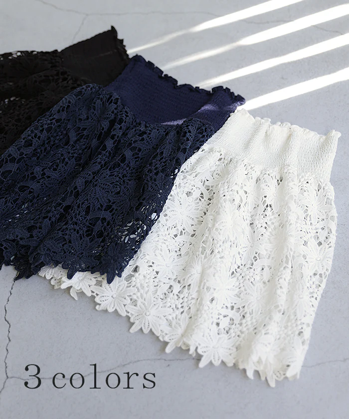 付け裾 レース レイヤード レディース 重ね着風 ■一部7月上旬入荷 つけ裾 付け裾 重ね着 花柄 スカート ボックス インナー フェイクレイヤード 腹巻 ゴム 体型カバー ウエストゴム きれいめ お尻が隠れる ゆったり 無地 シアー 大きいサイズ 黒 白 ネイビー 春 夏 HUG.U メール便 - Image 8