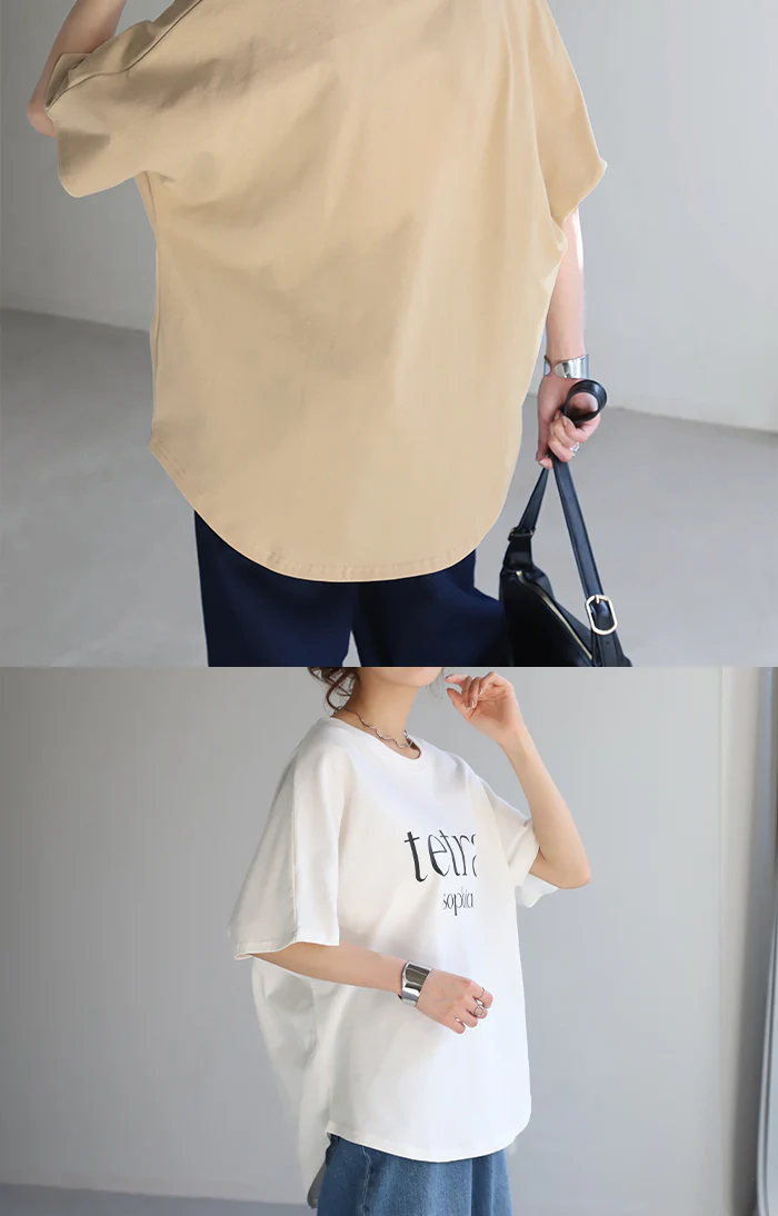 【夏セール】 ロゴ Tシャツ ロンT レディース トップス 半袖 長袖 プリント カットソー ロング ティーシャツ チュニック ビッグ プラスサイズ クルーネック 長い ドルマン ドルマンスリーブ ゆったり 無地 体型カバー お尻が隠れる 大きいサイズ おしゃれ 白 黒 秋 冬 HUG.U - Image 11