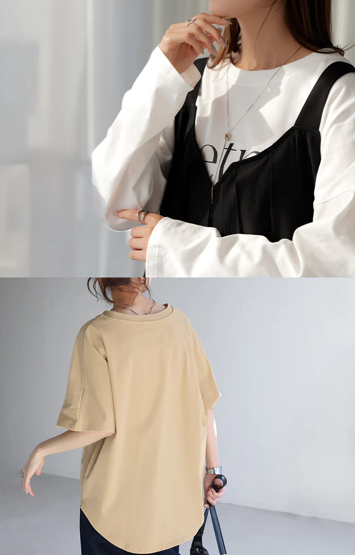 【夏セール】 ロゴ Tシャツ ロンT レディース トップス 半袖 長袖 プリント カットソー ロング ティーシャツ チュニック ビッグ プラスサイズ クルーネック 長い ドルマン ドルマンスリーブ ゆったり 無地 体型カバー お尻が隠れる 大きいサイズ おしゃれ 白 黒 秋 冬 HUG.U - Image 18