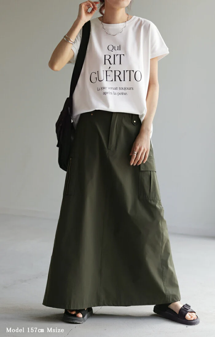 Tシャツ ロゴ 半袖 トップス ロゴT レディース プリント Uネック シンプル チュニック 長め ロング フレンチ 体型カバー きれいめ カットソー ゆったり 変形 大人 ドルマン お尻が隠れる 大きいサイズ 白 ブラック 黒 黄色 春 夏 HUG.U メール便 - Image 24