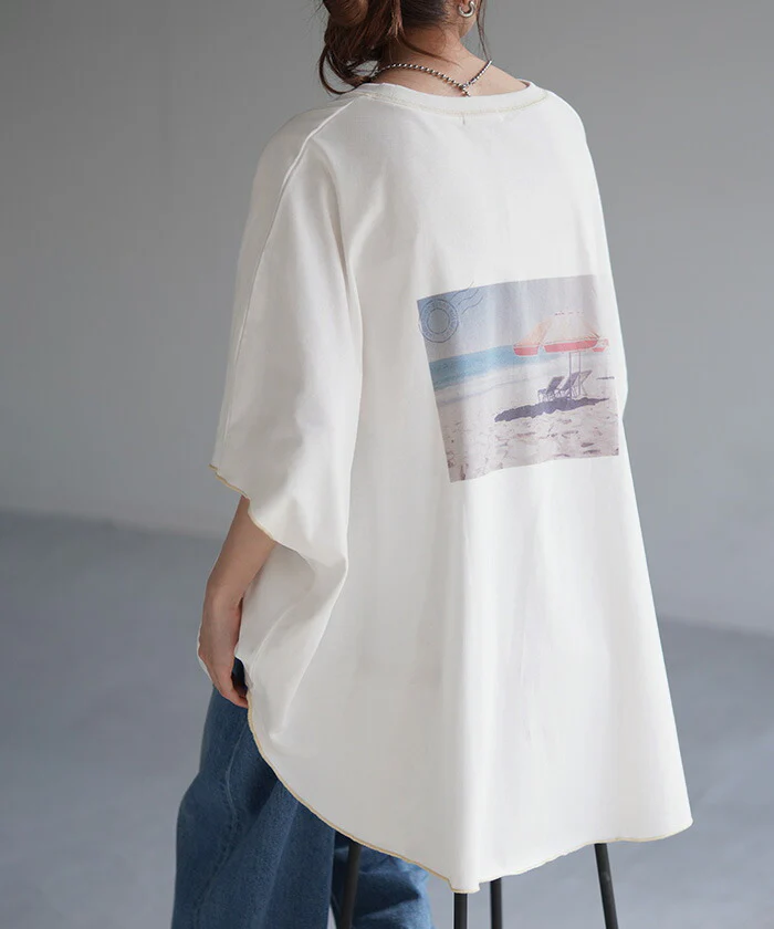 【夏セール】 Tシャツ トップス ティーシャツ プリント レディース ■一部7月中旬入荷 カットソー 二の腕カバー ドルマン ロゴT Uネック 長い ビッグ チュニック 体型カバー 半袖 ドルマンスリーブ 大きいサイズ ロング ゆったり お尻が隠れる 無地 きれいめ 白 黒 春 夏 HUG.U メール便 - Image 17