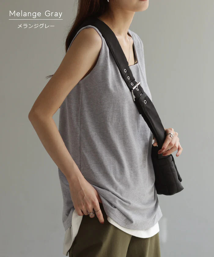 タンクトップ レディース インナー ブラトップ カップ付き パット付き ■一部7月中旬入荷 トップス スクエアタンク カットソー スクエアネック 無地 ノースリーブ 下着 ルームウェア ゆったり 体型カバー オーバーサイズ おしゃれ 大きいサイズ 黒 青 春 夏 HUG.U メール便 - Image 16