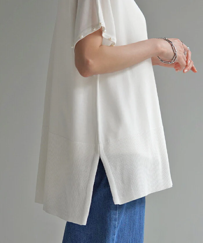 【夏セール】 Tシャツ サマーニット 速乾 パール トップス レディース ロング ニット テンセル 涼しい ティーシャツ オーバーサイズ ビック チュニック フレンチスリーブ 体型カバー 半袖 大きいサイズ Uネック きれいめ 白T お尻が隠れる 無地 白 黒 春 夏 HUG.U メール便 - Image 17